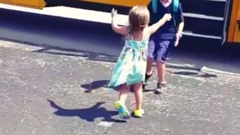 Little Girl Greets Big Brother With Hugs Every Day After School