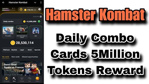 Hamster Kombat | Daily Combo Cards | Date 09 July 2024 | Claim 5M HMSTR Coins