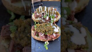 Carne asada loaded baked potatoes