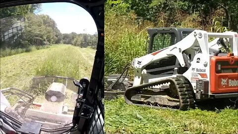 Bush Hogging 7 foot jungle with Bobcat T650 & Brush cutter! Time for fall food plots!