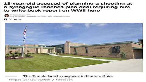 Jeff Sanow - Ohio 13 y/o Threatens Synagogue, gets Wrist Slap, Parents NOT held Accountable!