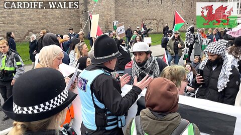 Pro-Palestinian Shut it down the Castle Street in Cardiff