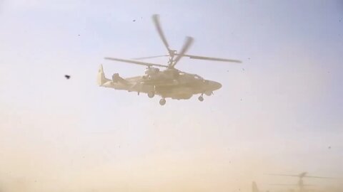 Russian Ka-52 Helicopter Taking Out Armor