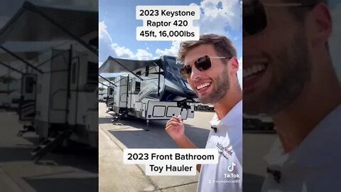 2023 Fifth Wheel Toy Hauler RV! BRAND NEW FLOOR PLAN! 2023 Keystone Raptor 420 #shorts #rv