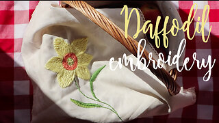Daffodil Flower Embroidery • step by step tutorial for beginners • Pattern 009 • Bonjour Embroidery