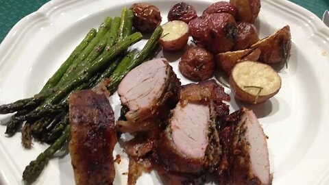 Bacon Wrapped Pork Tenderloin with Herb Coating
