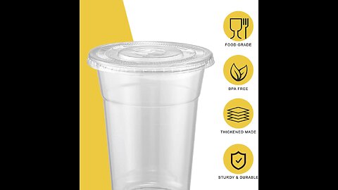 PAMI Clear 16oz Large Plastic PET Cups [Pack of 100] - Disposable Drinking Glasses Bulk- BPA-Fr...