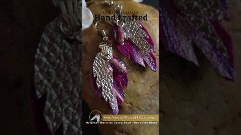 WATER TO WINE, 1 inch, leather feather earrings