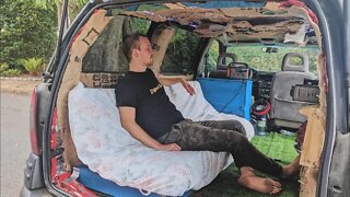 My Fully Converted Stealth Minivan Camper with Kitchen, Projector, Couch and Bed, Insulation.