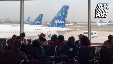A JetBlue flight bound for Puerto Rico bumped into an empty plane on the tarmac at JFK Airport early Wednesday morning