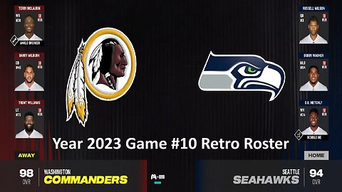 Madden 24 Redskins Vs Seahawks Year 2023 Retro