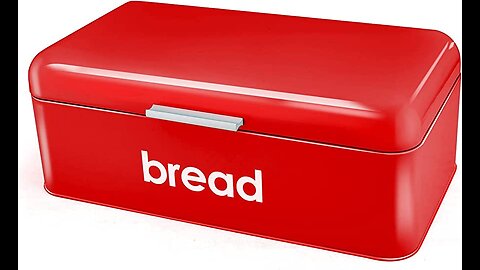 Red Bread Box Bread Bin For Kitchen Counter, (16.5’’ x 9’’), P&P CHEF Bread Storage Box For Loa...