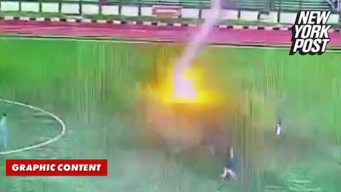 Video shows Indonesian soccer player Septain Raharja struck by lighting and killed during a game