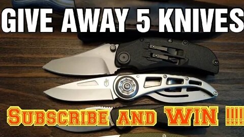 Knife Give Away!! Condor Bushlore,Gerber Ripstop,Buck Kingsman311,Huntshield Folder,Kershaw Payload.