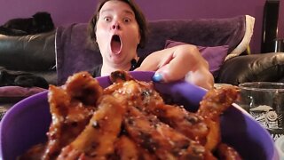 Chicken wings and beer mukbang asmr