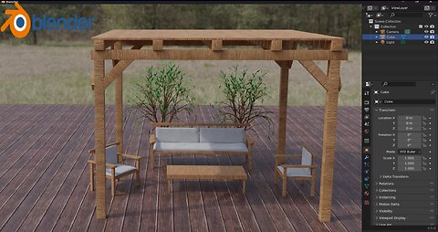 Simple Garden Seating Area - BLENDER