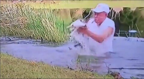 Doesn't Even Lose His Cigar As He Fights Alligator To Rescue Puppy From His Jaws