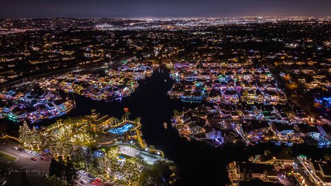 Christmas VW and Boat Parade and Christmas Light Display From Santa's Perspective