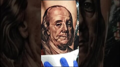 Benjamin Franklin Portrait Tattoo #shorts #tattoos #inked #youtubeshorts