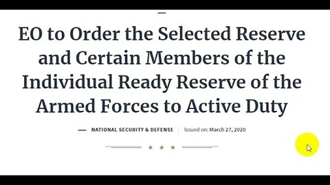 Trump EO for Active Duty Military in C-Virus | "Its Happening" -- Q Part 1