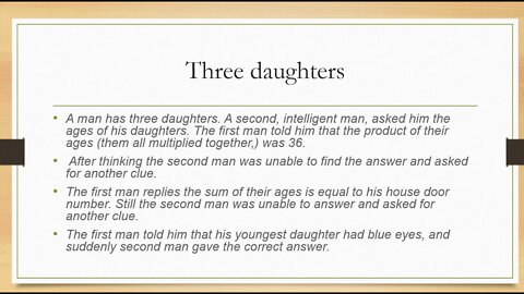 common interview question: Three daughters