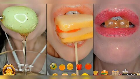 12 Minutes For Sleep ASMR Satisfying relaxing Eating Emoji Food Sounds Compilation Mukbang 먹방