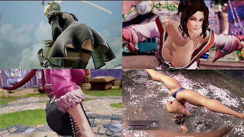 Beautiful womens showing their sexy victory poses in fighting games