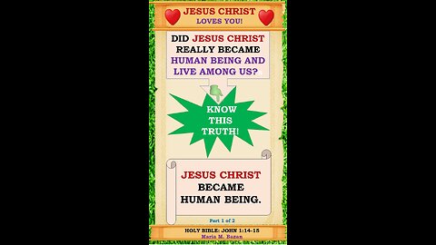 JESUS CHRIST BECAME A HUMAN BEING. P1 of 2