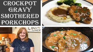 CROCKPOT GRAVY SMOTHERED PORK CHOPS | Tender Pork Chop Recipe in the Slow Cooker