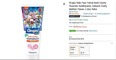 Orajel Kids Paw Patrol Anti-Cavity Fluoride Toothpaste