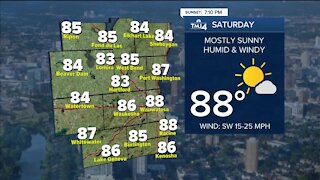 Breezy and warmer Saturday, with highs in the upper 80s