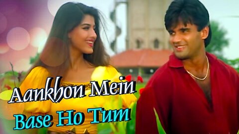 Aankhon Mein Base Ho Tum With Lyrics | Sunil Shetty | Sonali Bendre | Takkar