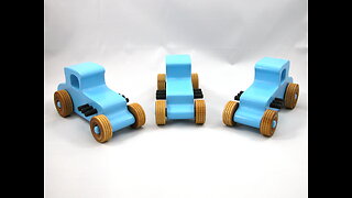 Wood Toy Car Hot Rod '27 T-Coupe, Handmade and Finished with Baby Blue and Black Acrylic Paint