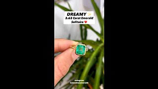 3.63 carat Colombian emerald square 9.5 x 9 mm solid bezel solitaire statement ring 18K yellow gold