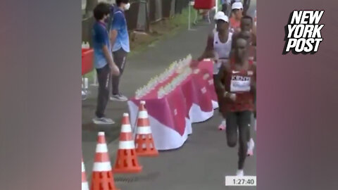 Morhad Amdouni sparks Olympic water bottle controversy during men's marathon