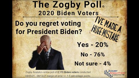 Zogby Poll 1 in 5 Voters Regret Voting for Biden