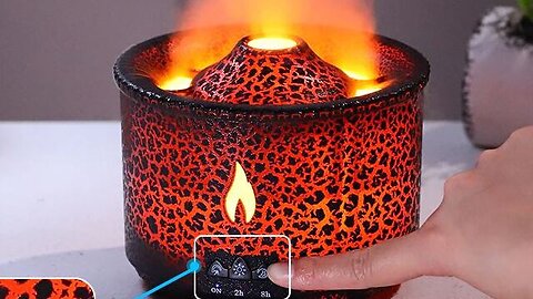 Ultrasonic Oil Diffuser Volcano Flame Air Humidifier Night Light