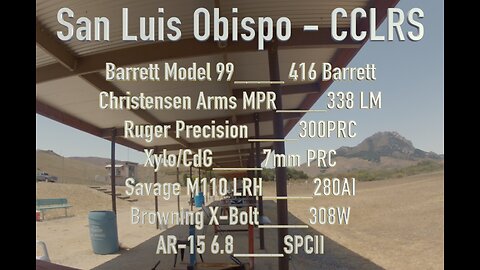 SLO CCLRS Distance Day with 416 Barrett, 338LM, 300 PRC, 7mm PRC, 280AI and 308W