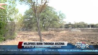 Wildfires burn through Arizona