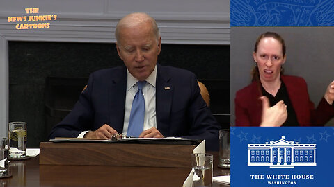 A sign language interpreter compensates for a lack of passion in Biden's mumbling.