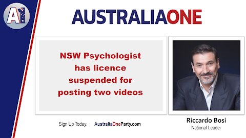 AustraliaOne Party - NSW Psychologist has licence suspended (We apologise for the poor quality)