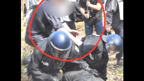 Citizens fight against police in Berlin, Germany during Corona protest, Sept. 1, 2020