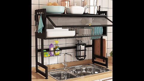 Dish Drying Rack, Large Stainless Steel Over The Sink 2 Tier. Kitchen Gadget 182