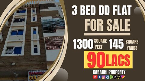 3 Bed DD Flat 1300 Sq Ft @ Ayesha Comforts Abu Zar Ghaffari Society Near Gulshan-e-Maymar - 90 Lacs