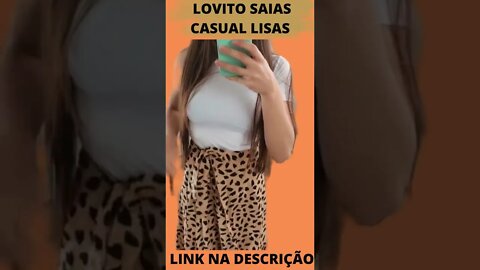 Lovito Saia Elegante de Oncinha de Amarrar com Laço Tecido Estampado L17D110 (Caqui)