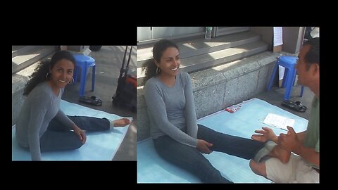 Luodong Massages Cute Latina Woman On Sidewalk