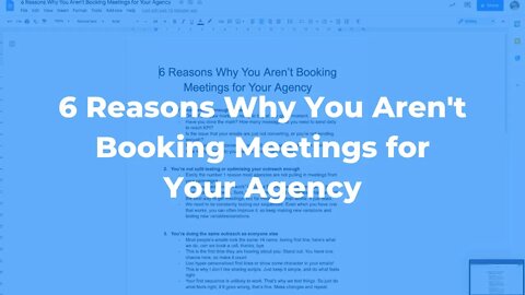 6 Reasons Why You Aren't Booking Meetings for Your Agency