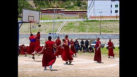 Viral video of monks playing basketball