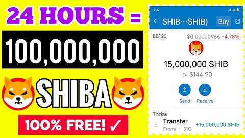 24 HOURS = 100,000,000 SHIBA INU!! Free Shiba Inu Mining Site (no investment)