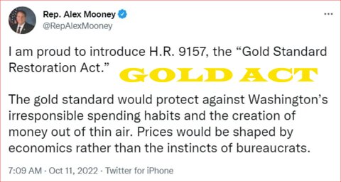 Rep. Alex Mooney I am proud to introduce H.R. 9157, the “Gold Standard Restoration Act.”
